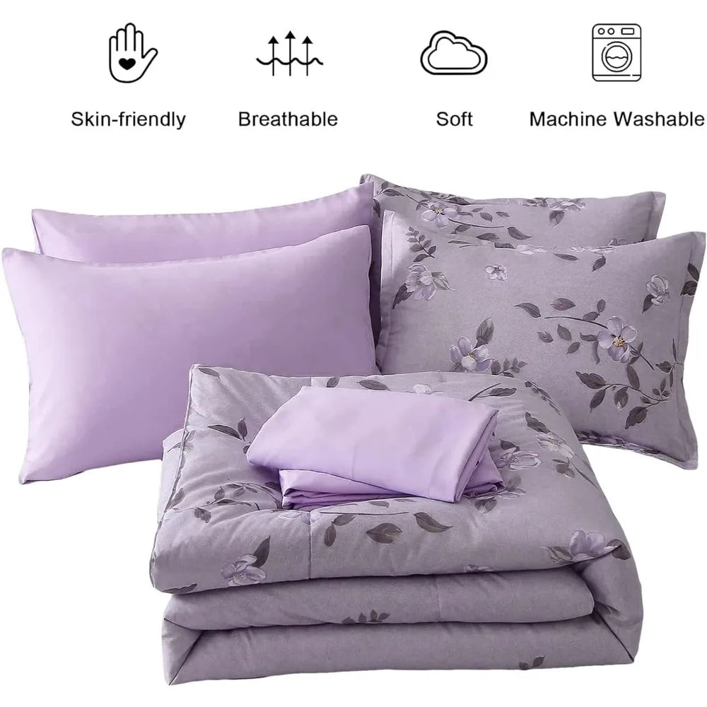 Queen Bed Set in A Bag Purple