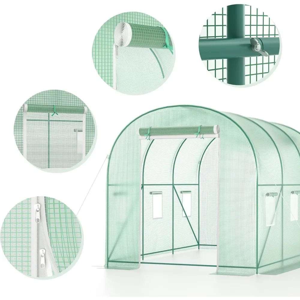 Greenhouse Upgraded Green House with Dual Zippered Screen Door and Reinforced Frame