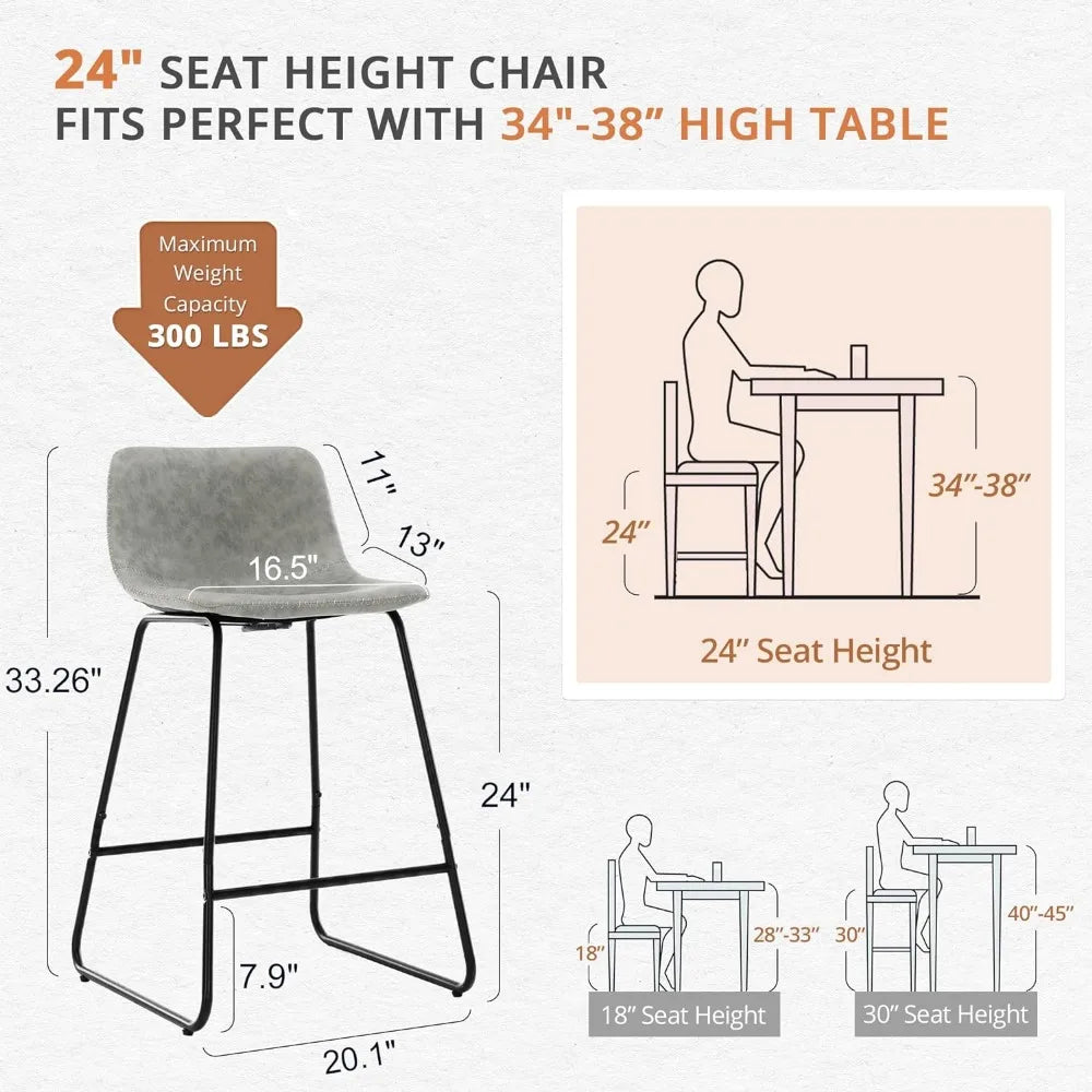 Modern Counter Height Stools with Back and Metal Legs, Set of 4