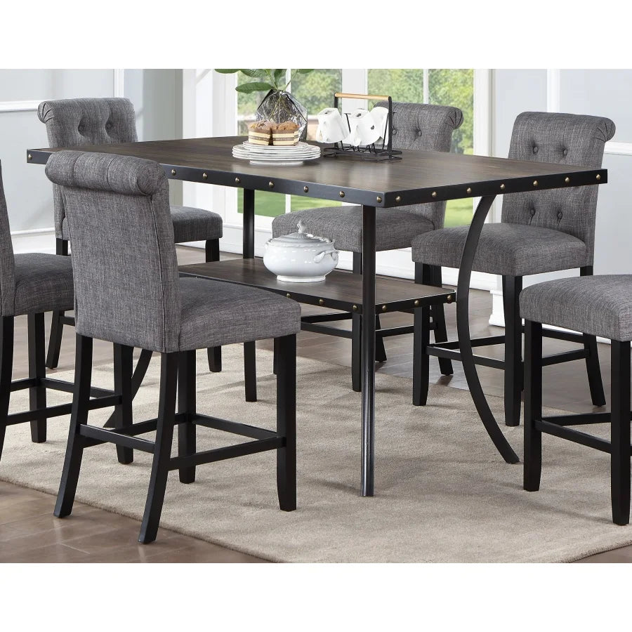 Rectangle Top Dining Table 6x High Chairs