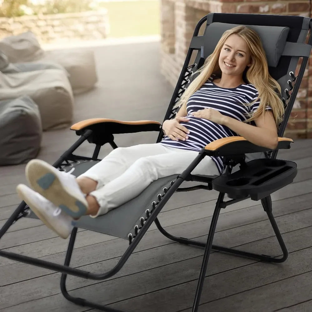 Oversized Padded Zero Gravity Chair with Cup Holder