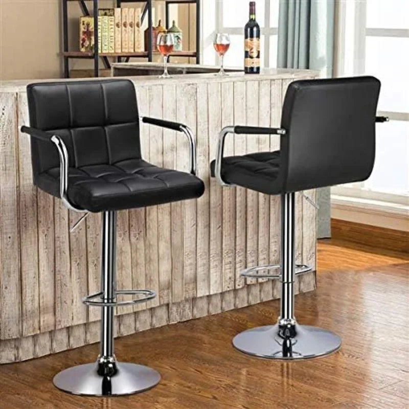 4pcs Adjustable Bar Stools PU Leather Hydraulic Swivel