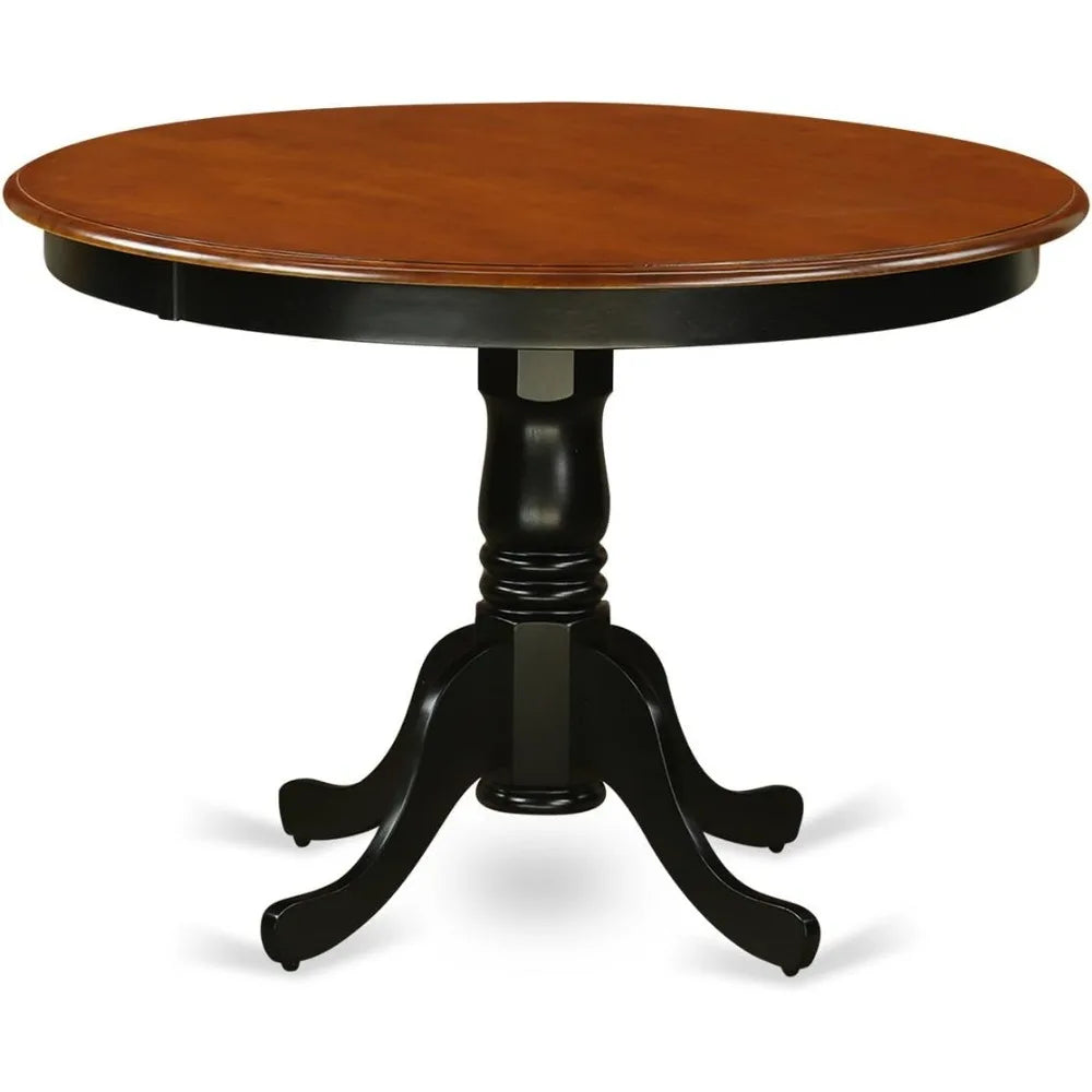 Round Dining Room Table and 4 Faux Leather Upholstered Dining Chairs