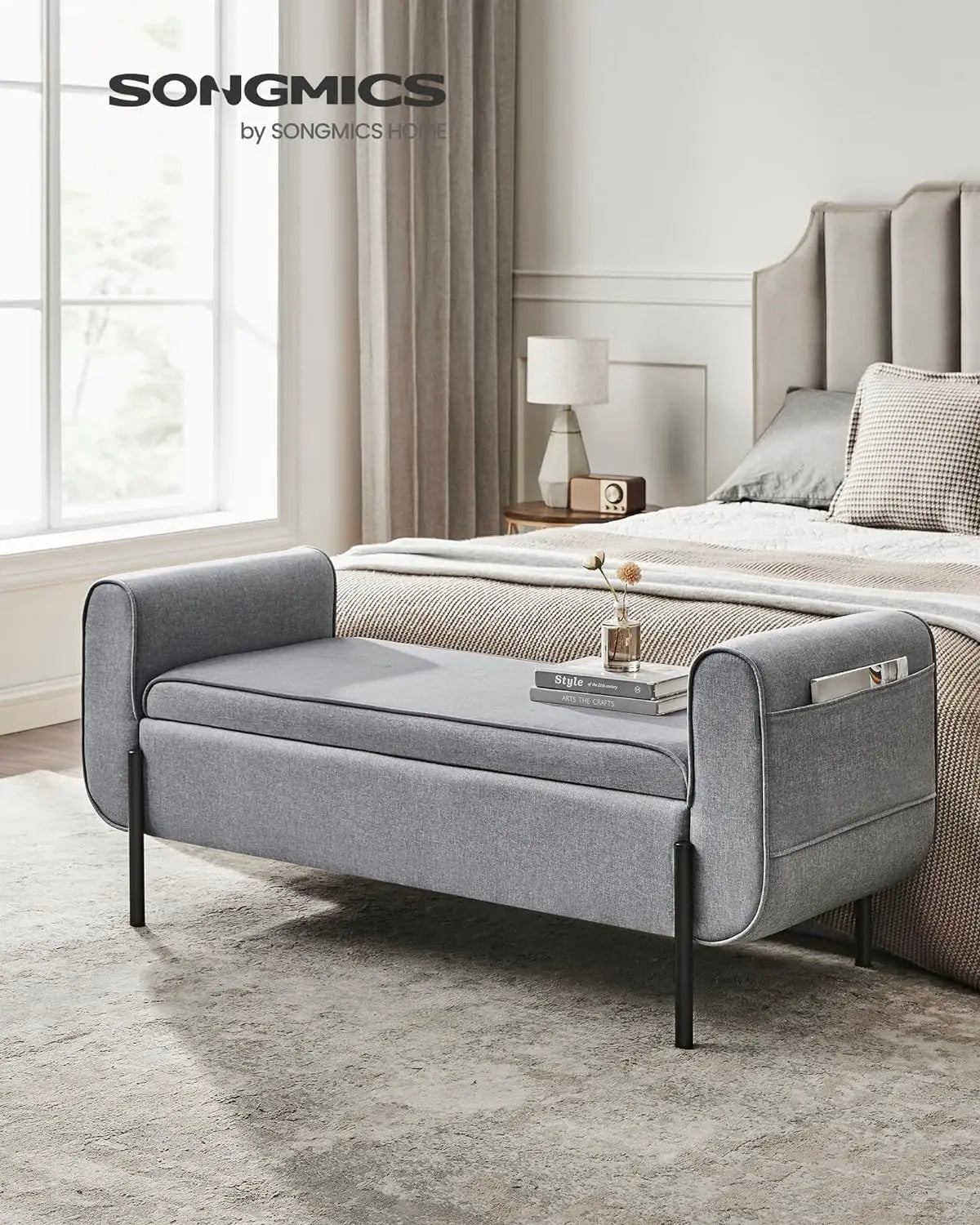 Storage Bench with Armrests, Ottoman