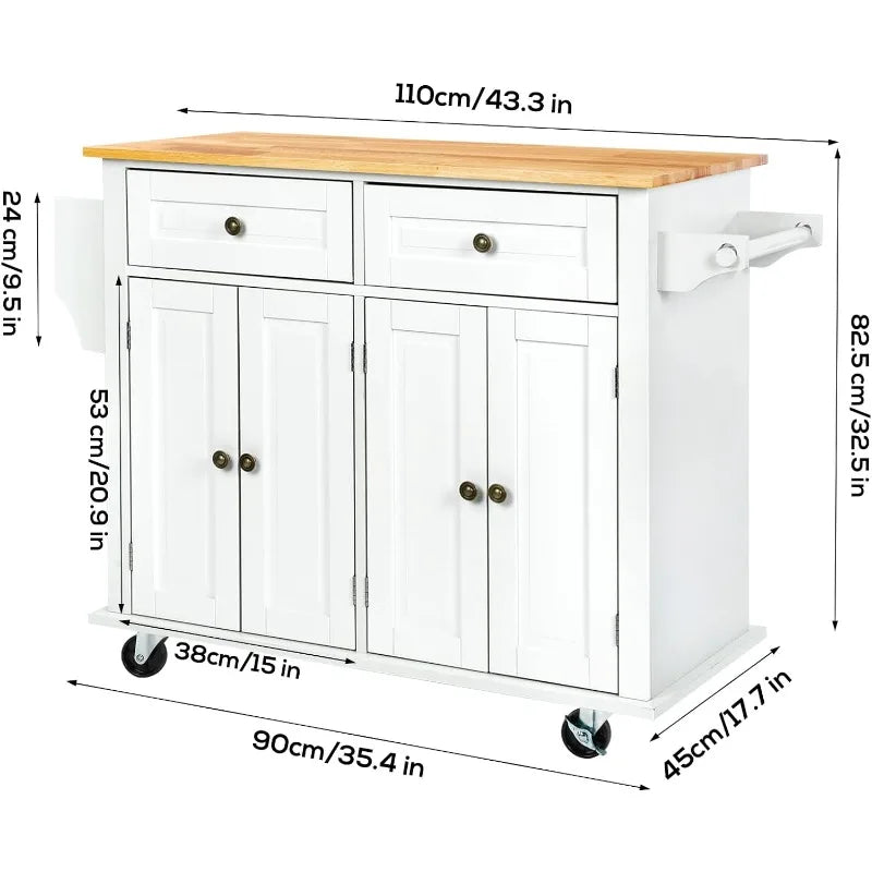 43" Kitchen Island with Storage