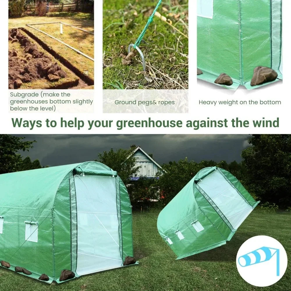 Greenhouse Upgraded Green House with Dual Zippered Screen Door and Reinforced Frame