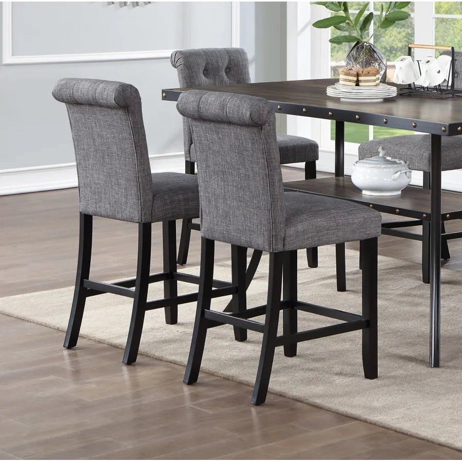 Rectangle Top Dining Table 6x High Chairs