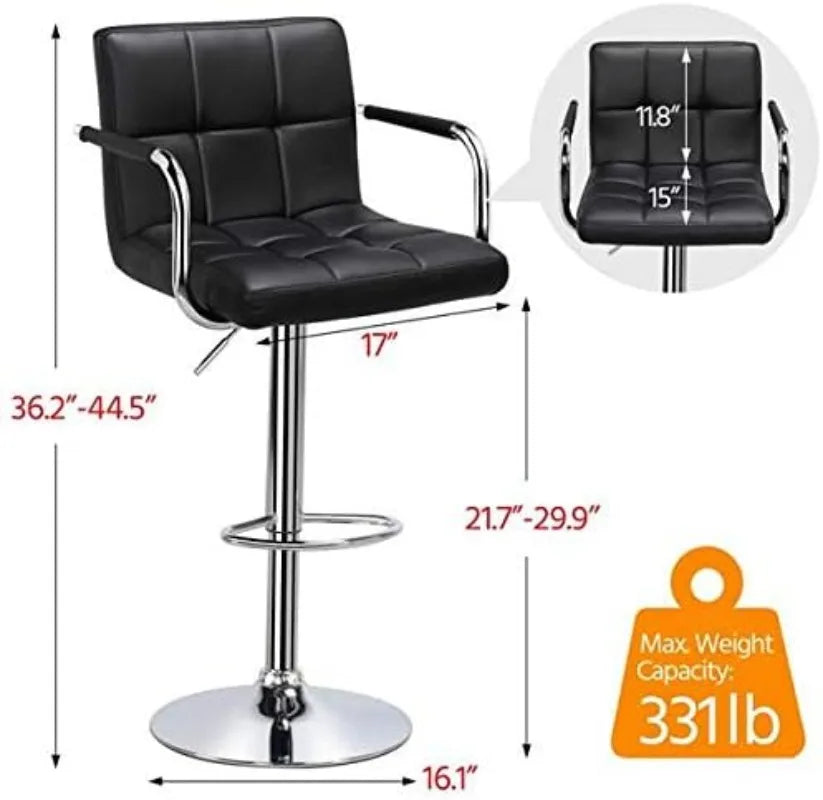 4pcs Adjustable Bar Stools PU Leather Hydraulic Swivel