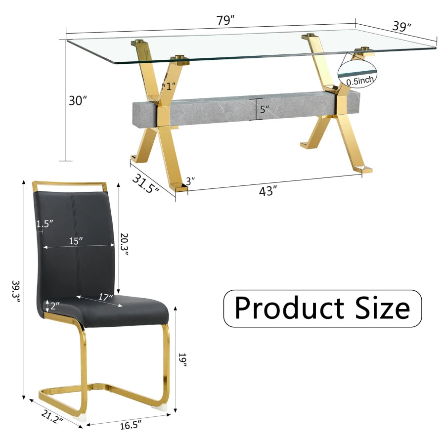 glass rectangular dining table with 6 chairs