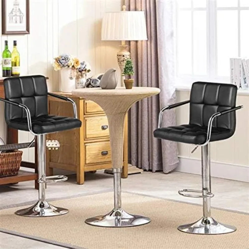 4pcs Adjustable Bar Stools PU Leather Hydraulic Swivel