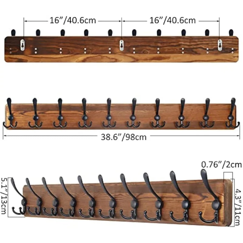 SKOLOO Rustic Large Coat Rack Wall Mount