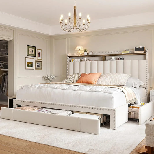 Bed Frame with Headboard and Storage