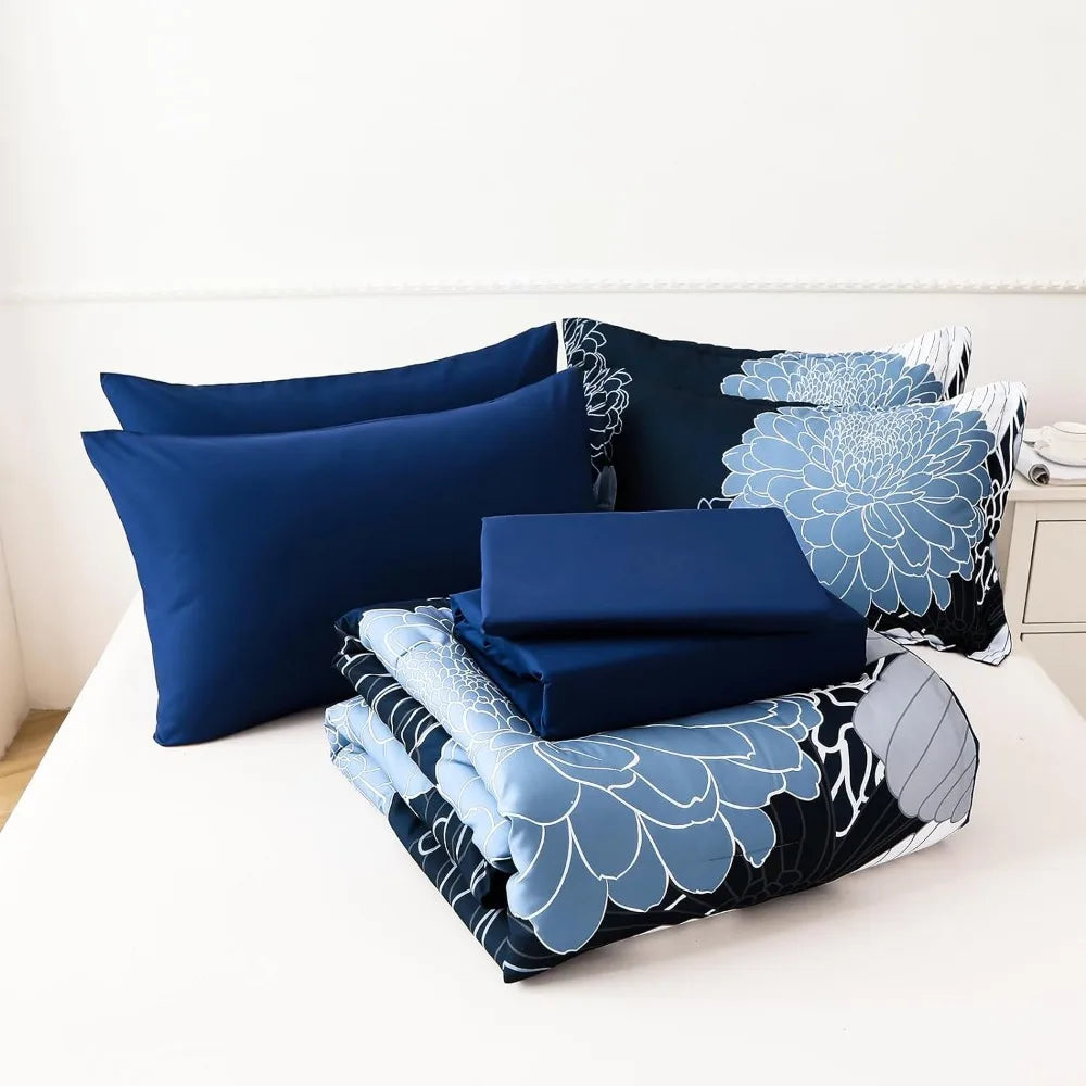 Queen Bed Set in A Bag, 7 pieces, Blue