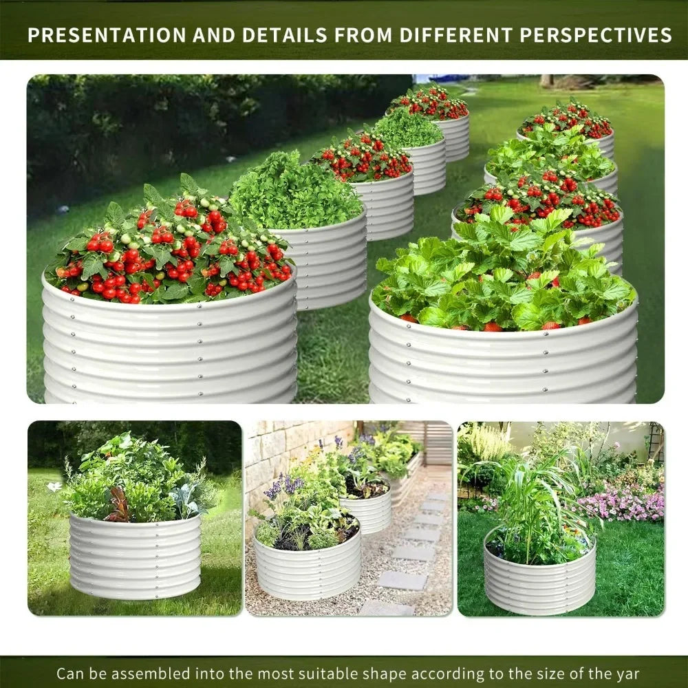 Round Galvanized Metal Raised Garden Bed