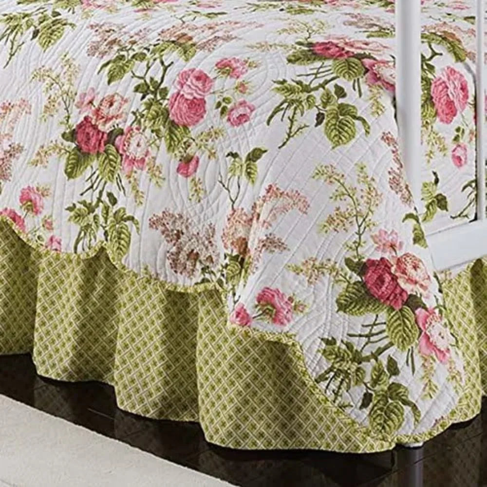 Modern Farmhouse Floral 4-Piece Reversible Quilt Bedspread Set Comforter Sets King Bed Linen Set Bedding Home Freight free