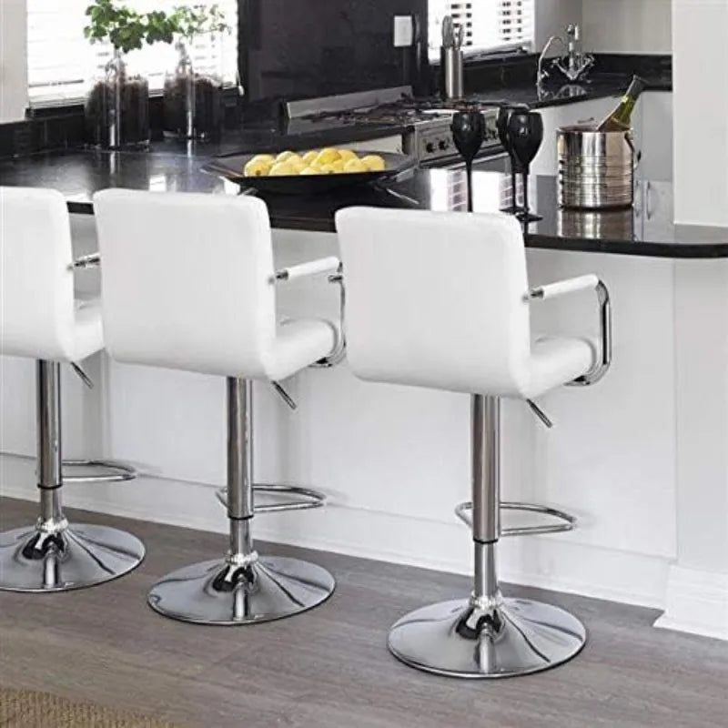 4pcs Adjustable Bar Stools PU Leather Hydraulic Swivel