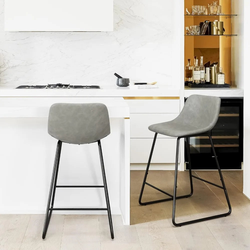 Modern Counter Height Stools with Back and Metal Legs, Set of 4